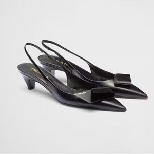 PRADA Brushed leather slingback pumps